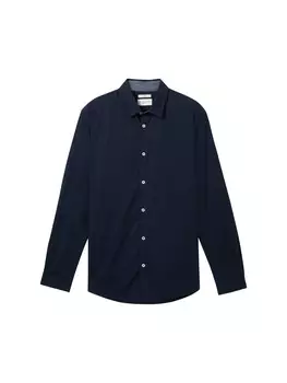 Повседневная рубашка TOM TAILOR Comfort fit Button Up Shirt, темно-синий