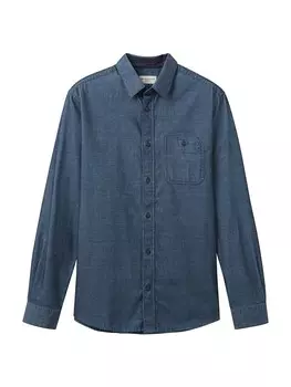 Повседневная рубашка TOM TAILOR Regular fit Button Up Shirt, темно-синий