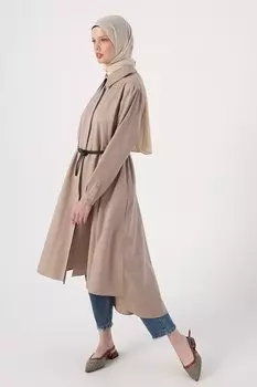 Повседневная рубашка-туника из норки с поясом и пуговицами ALL DAY