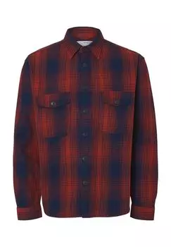 Повседневная рубашка, удобная посадка, длинные рукава, воротник Кент, мужская SELECTED, цвет Cherry