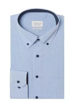 Повседневная рубашка, удобная посадка, воротник на пуговицах, длинный рукав, мужская ETERNA, цвет Mittelblau