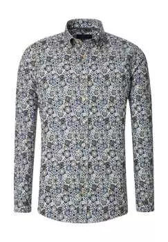 Повседневная рубашка удобного кроя с длинным рукавом и воротником на пуговицах Casamoda, синий