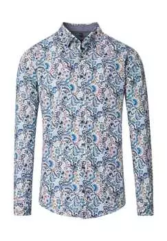 Повседневная рубашка удобного кроя с длинным рукавом и воротником на пуговицах Casamoda, синий