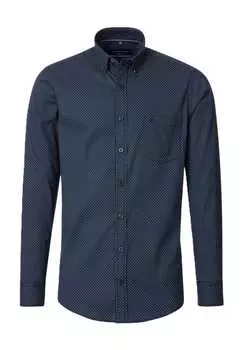 Повседневная рубашка удобного кроя с длинным рукавом и воротником на пуговицах Casamoda, синий