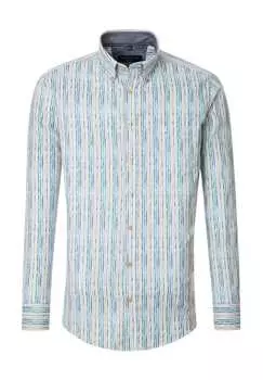 Повседневная рубашка удобного кроя с длинными рукавами и воротником на пуговицах Casamoda, синий