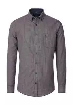 Повседневная рубашка удобного кроя с длинными рукавами и воротником на пуговицах Casamoda, коричневый