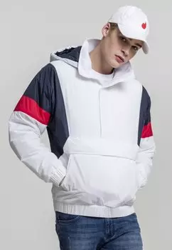 Повседневная рубашка Urban Classics 3-TONE PULL OVER, белый/темно-синий/огненно-красный