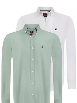 Повседневная рубашка Williot Regular fit Button Up Shirt, цвет green/white