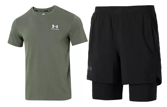 Повседневная спортивная одежда для мужчин Зеленый + Черный Under Armour, зеленый