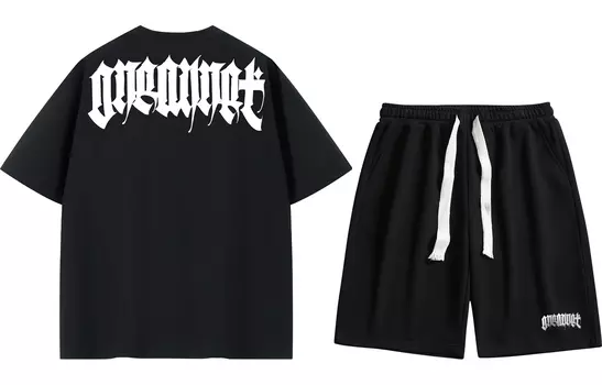 Повседневная спортивная одежда унисекс ONEANNET, цвет Black T-shirt + black shorts