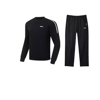 Повседневная спортивная одежда унисекс серии LiNing Fitness, Clothing Sets (Black Sweatshirt+Black Pants)