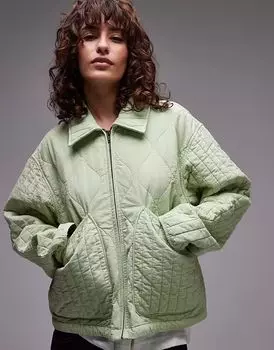 Повседневная стеганая куртка Topshop в цвете шалфея