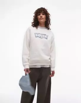 Повседневная толстовка с круглым вырезом и логотипом кремового цвета Levi's
