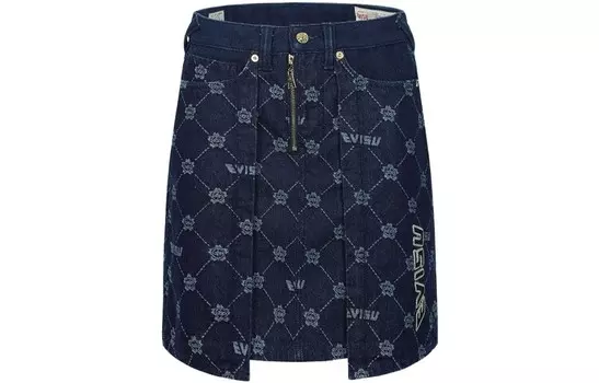 Повседневная юбка женская джинсовая синяя Evisu