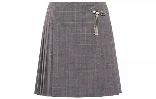 Повседневная юбка женская серо-коричневого цвета Miu Miu