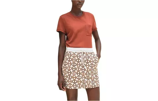 Повседневная юбка женская темно-бордовая коричневая Hermes