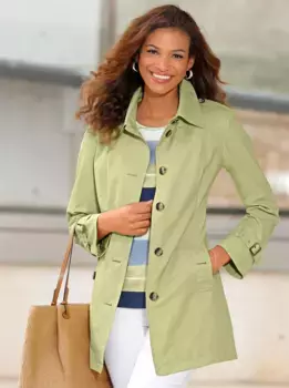 Повседневно смотрится длинная куртка, без капюшона Casual Looks, зеленый