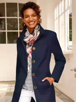 Повседневно смотрится длинная куртка, без капюшона Casual Looks, цвет морской волны