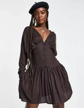 Повседневное мини-платье с пуговицами «летучая мышь» ASOS