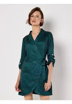 Повседневное платье ANIMAL PRINT WRAP MINI Apricot, зеленый