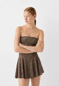 Повседневное платье BANDEAU Bershka, серо-коричневый