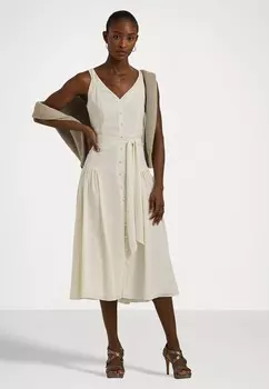 Повседневное платье BELTED GEORGETTE SLEEVELESS DRESS Ralph Lauren, кремовый