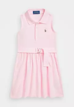 Повседневное платье BELTED KNIT OXFORD POLO DRESS Polo Ralph Lauren, фуксия