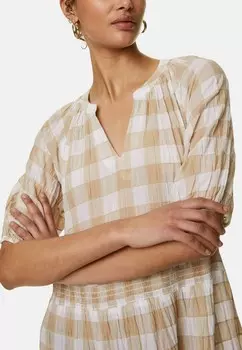 Повседневное платье CHECKED MINI TIERED DRESS Marks & Spencer, белый