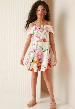 Повседневное платье COLD SHOULDER BOW SKATER, REGULAR FIT Lipsy, белый