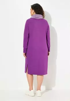 Повседневное платье CONTRAST COLOR STAND-UP COLLAR Ulla Popken, фиолетовый