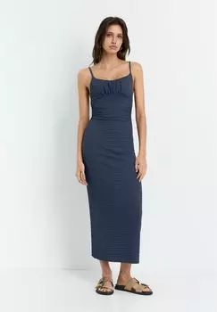 Повседневное платье CREPE MIDI PULL&BEAR, синий