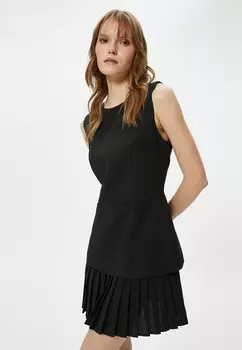 Повседневное платье CREW NECK SLEEVELESS PLEATED Koton, черный