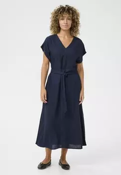 Повседневное платье CRVENTA WITH POCKETS Cream, темно-синий