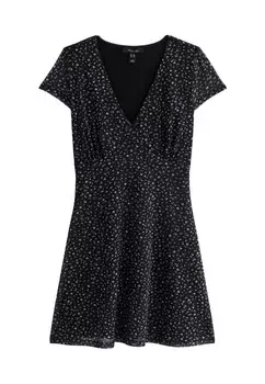 Повседневное платье DITSY FLORAL TRIM MINI New Look, черный