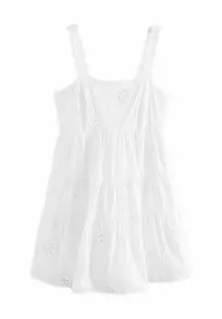 Повседневное платье EMBROIDERED TIERED MINI Next, белый