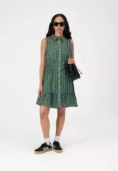 Повседневное платье EYELET MINI SHIRT DRESS GAP, темно-зеленый