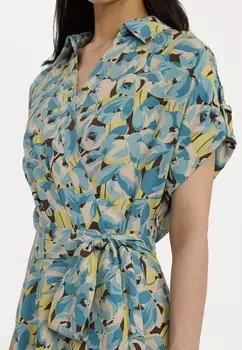 Повседневное платье FLORAL BELTED CREPE DRESS Ralph Lauren, кремовый