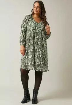 Повседневное платье FLORAL CRINKLE MIDI Evans, зеленый