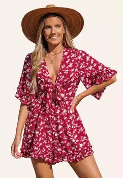 Повседневное платье FLORAL Cupshe, красный