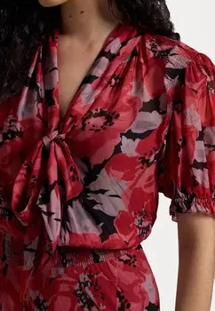 Повседневное платье FLORAL GEORGETTE TIE-NECK DRESS Ralph Lauren, разноцветный