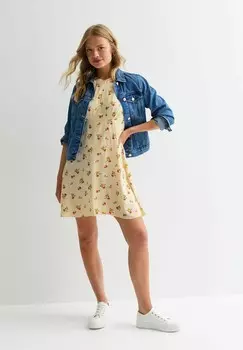 Повседневное платье FLORAL KEYHOLE MINI New Look, кремовый