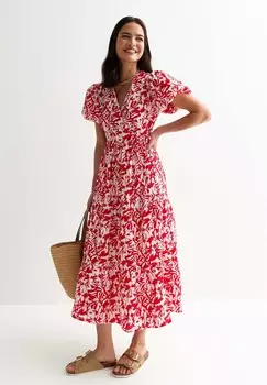 Повседневное платье FLORAL MIDI New Look, цвет Red Pattern