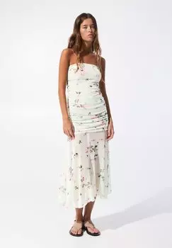 Повседневное платье FLORAL MIDI PULL&BEAR, мятный