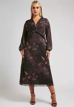 Повседневное платье FLORAL PRINT MID Yours Clothing, фиолетовый