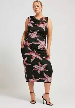 Повседневное платье FLORAL SLASH NECK Yours Clothing, антрацит