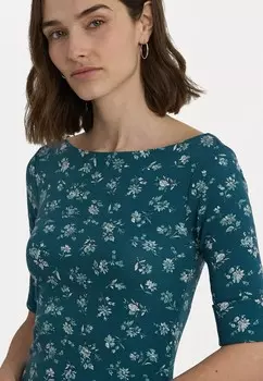 Повседневное платье FLORAL STRETCH COTTON MIDI DRESS Ralph Lauren, синий