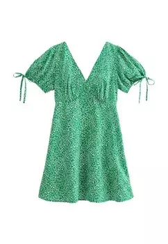 Повседневное платье FLORAL V-NECK New Look, зеленый