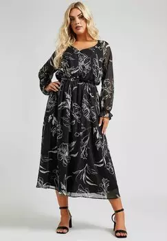 Повседневное платье FLORAL Yours Clothing, антрацит