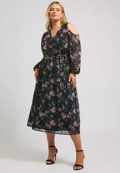 Повседневное платье FLORALCOLD SHOULDER Yours Clothing, антрацит