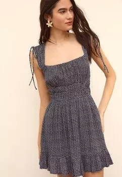 Повседневное платье FLOWING PRINTED Stradivarius, светло-голубой